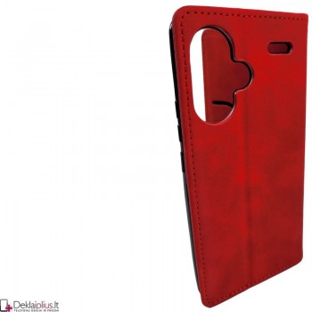 Dirbtinės odos dėklas su skyreliais - raudonas (Xiaomi Redmi Note 13 Pro Plus)